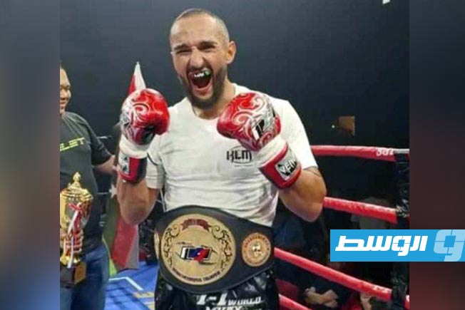 البطل الليبي الأمين السويح في الكيك بوكسينغ والفنون القتالية (أرشيفية: الإنترنت)