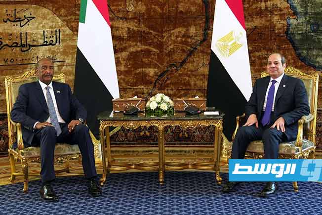 الرئيس المصري عبدالفتاح السيسي يستقبل رئيس مجلس السيادة السوداني الفريق أول ركن عبدالفتاح البرهان. (الإنترنت)