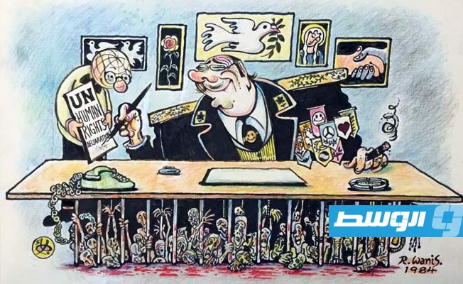 رسم كاريكاتير للفنان رجائي ونيس، (صفحته الشخصية على فيسبوك)