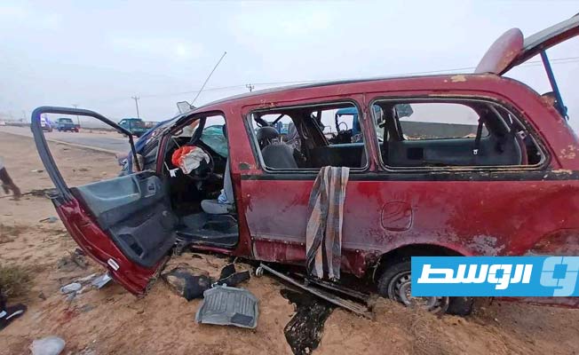 موقع الحادث الذي تعرضت له حافلة الطالبات بمدينة رقدالين، الإثنين 2 يناير 2022. (الإنترنت)