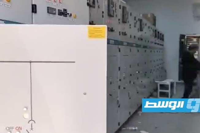 محطة كهرباء أبو غيلان في غريان، أول مارس 2026 (لقطة مثبتة من مقطع مصور: شركة الكهرباء)