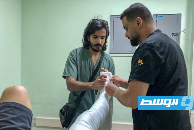 إسعاف المصابين بمستشفى الجلاء في بنغازي أول أيام عيد الأضحى، الجمعة 6 يونيو 2025. (مستشفى الجلاء لجراحة الحوادث)