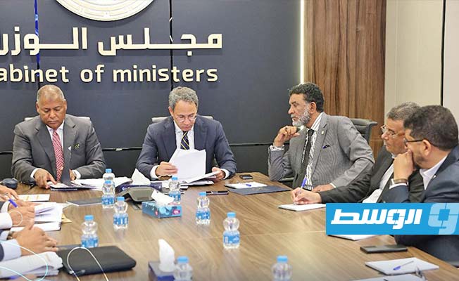 جانب من اجتماع للجنة المشكلة من حكومة الدبيبة لمتابعة المعاشات (منصة حكومتنا)