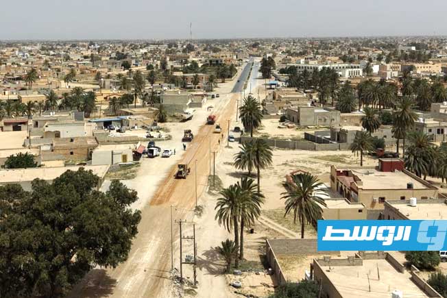 صيانة طريق رقدالين- زلطن، 9 مايو 2026 (جهاز تنفيذ مشروعات المواصلات)
