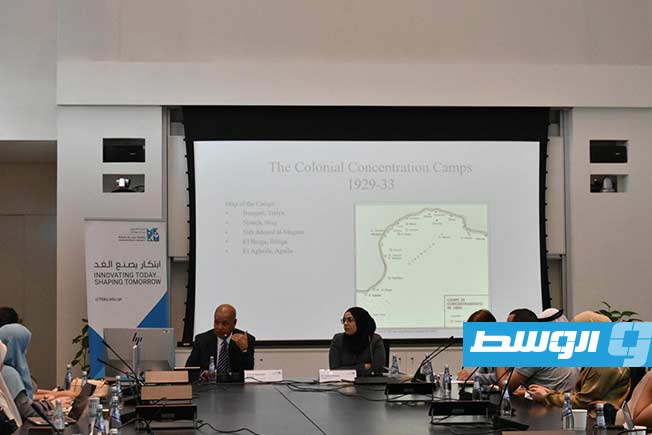 جانب من محاضرة الدكتور علي عبداللطيف حميده في جامعة حمد بن خليفة. في 27 أكتوبر 2025. (بوابة الوسط)