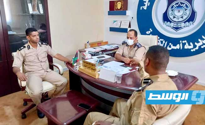 جانب من الاجتماع الأمني بين مدير أمن الكفرة ومدير أمن ربيانة، 22 أغسطس 2021. (وزارة الداخلية)