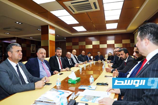 من لقاء وزير الاقتصاد بحكومة الوحدة الوطنية الموقتة عبدالحميد الدبيبة مع الوفد التركي، 25 فبراير 2025. (وزارة الاقتصاد)