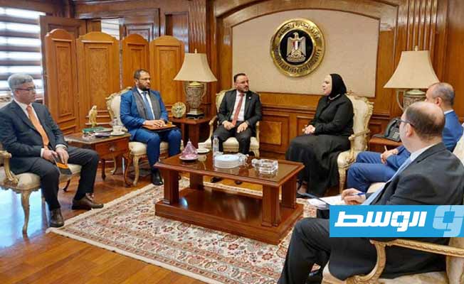 وزير الصناعة والمعادن أحمد أبوهيسة التقى وزيرة التجارة والصناعة المصرية نيفين جامع (صفحة الوزارة على فيسبوك)