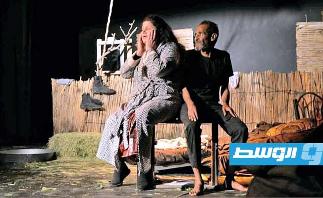 مشهد من العرض الليبي «مكان مع البهائم» الحائز على جائزة التميز الأردنية. (فيسبوك)