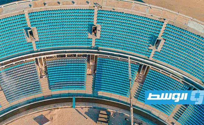 أعمال التطوير والصيانة الجارية في ملعب طرابلس الدولي (الإنترنت: حساب حكومة الوحدة الوطنية على فيسبوك)