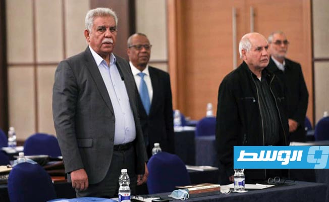 جانب من جلسة مجلس الدولة الثالثة والسبعين، بمقر المجلس في العاصمة طرابلس. الأحد 6 فبراير 2022 (صفحة المجلس على فيسبوك)