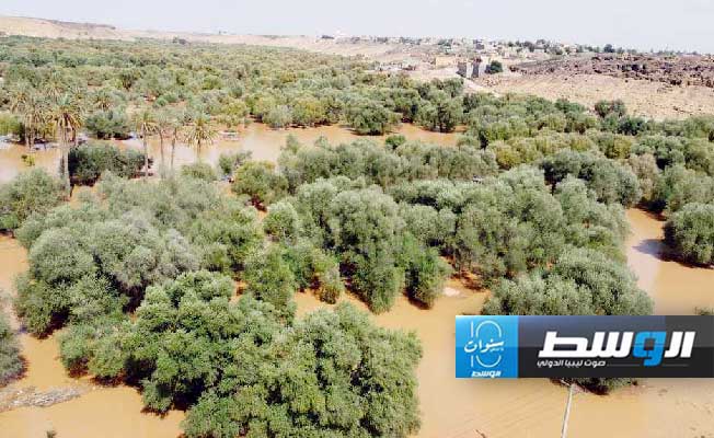 جريان السيول في أودية بني وليد، 23 سبتمبر 2024. (الإنترنت)