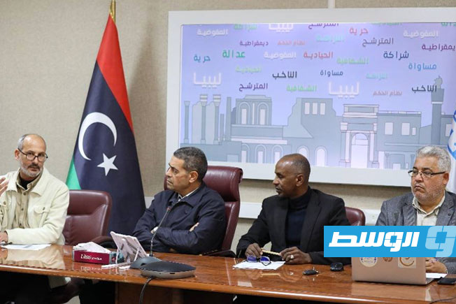 اجتماع مفوضية الانتخابات لبحث التحديات أمام تسجل الناخبين بانتخابات المجالس البلدية للمجموعة الثانية، 4 مارس 2025. (صفحة المفوضية على فيسبوك)