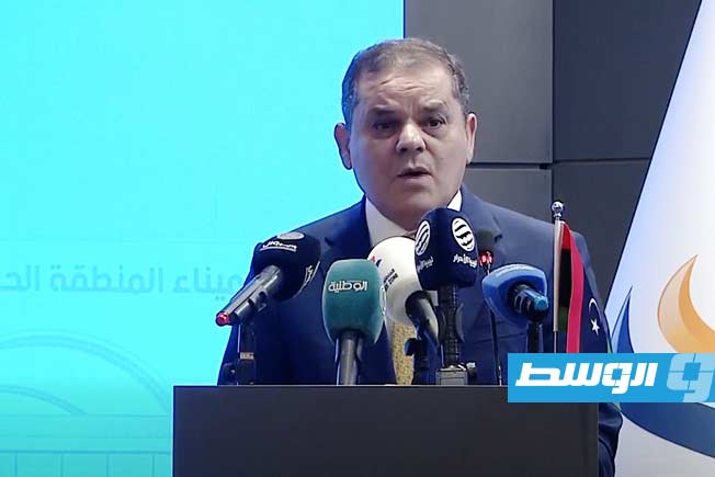 الدبيبة يتحدث خلال افتتاح مشاريع جديدة في مصراتة، 1 نوفمبر 2025. (لقطة مثبتة من فيديو: حكومتنا)