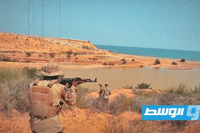 جانب من التدريب العسكري «فنَبَذْنَاهُمْ في اليمّ» لقوات الجيش التابعة لحكومة الدبيبة، 18 أكتوبر 2025 (لقطة مثبتة من مقطع مصور: حكومة الدبيبة)