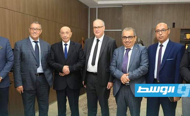 جانب من زيارة عقيلة صالح للمصرف المركزي بنغازي، الأول من أغسطس 2022. (مجلس النواب)
