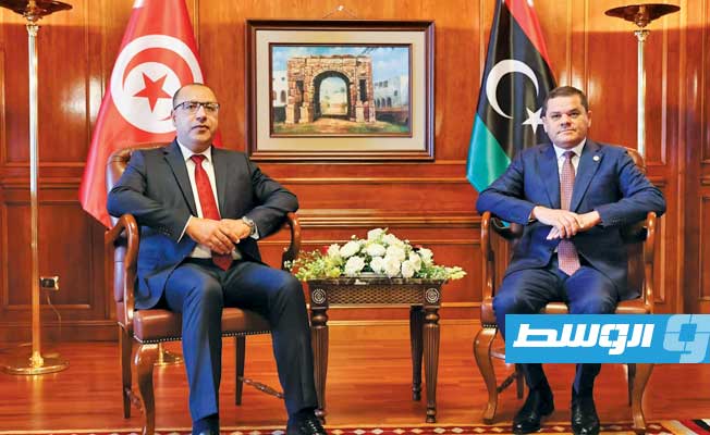 الدبيبة في لقائه مع هشام المشيشي. (حكومة الوحدة الوطنية)