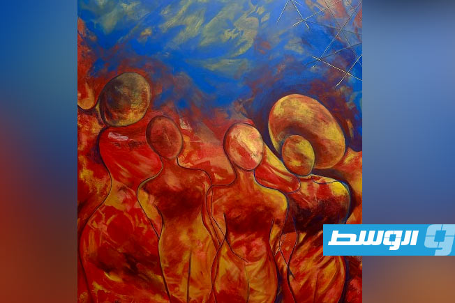 لوحات من معرض «أثيري» للفنانة مريم الصيد في دار الفنون (فيسبوك)