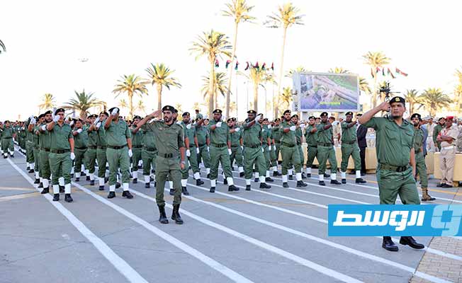 جانب من العروض العسكرية خلال الاحتفال بذكر تأسيس الجيش الليبي في ميدان الشهداء بطرابلس، الأربعاء 9 أغسطس 2023 (حكومة الوحدة)