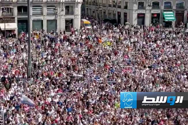 من احتفال لاعبي ريال مدريد بالدوري الإسباني، 12 مايو 2024 (لقطة من فيديو: حساب ريال مدريد على منصة إكس)