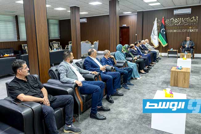 لقاء تكالة مع وفد مجلس النواب، الأحد 28 سبتمبر 2025. (المجلس الأعلى للدولة)