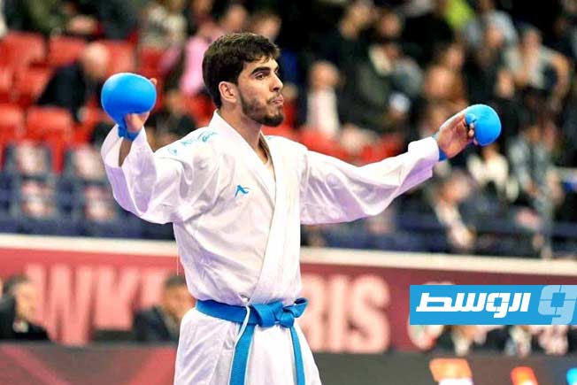 بطل ليبيا محمد أبودبوس في بطولة الدوري العالمي للكاراتيه. (فيسبوك)