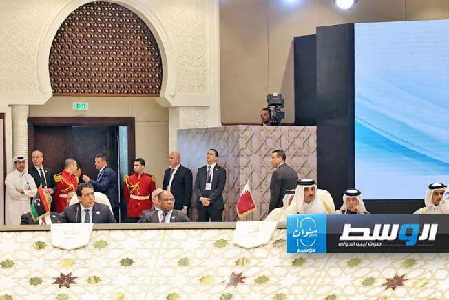 من مشاركة المنفي في قمة الغاز بالجزائر، 2 مارس 2024. (المجلس الرئاسي)