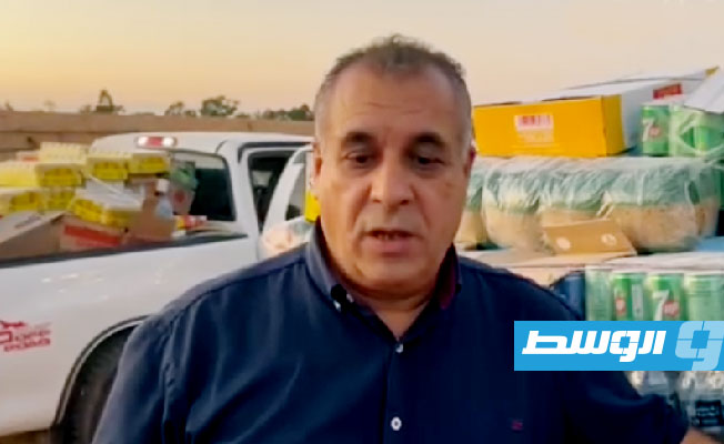 شحنة مساعدات مقدمة من بلدية الأصابعة في طريقها إلى البلديات المتضررة من العاصفة «دانيال»، 12 سبتمبر 2023. (بلدية بنغازي)