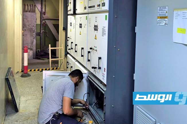 من أعمال استكمال تجديد وتطوير وحدتين بمحطة الزاوية، 19 أكتوبر 2025. (شركة الكهرباء)