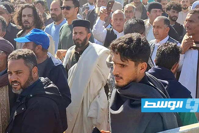 تشييع سيف القذافي إلى مثواه الأخير في بني وليد، 6 فبراير 2026. (بوابة الوسط)