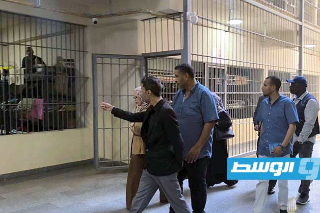 من زيارة وفد مجلس الدولة ومجموعة من الحقوقيين إلى سجن معيتيقة في طرابلس، السبت 31 مايو 2025. (الإنترنت)