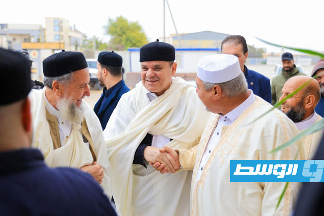 الدبيبة خلال افتتاحه المسجد، 7 مارس 2025. (المكتب الإعلامي لرئيس حكومة الوحدة)