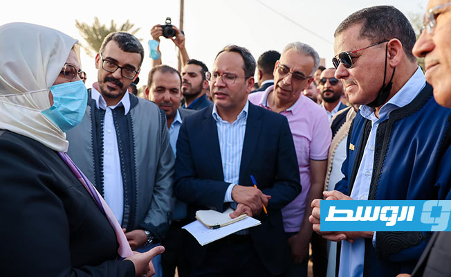 زيارة الدبيبة إلى بلديات العزيزية والسواني والزهراء بسهل الجفارة. (حكومة الوحدة الوطنية)