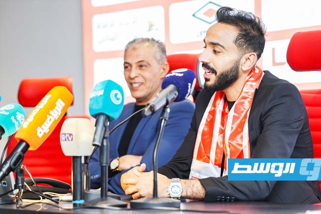 (كهربا) خلال المؤتمر الصحفي للإعلان عن توقيعه لنادي الاتحاد الخميس 23 يناير 2025 (صفحة نادي الاتحاد على فيسبوك)