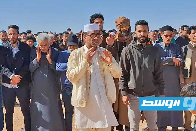تشييع سيف القذافي إلى مثواه الأخير في بني وليد، 6 فبراير 2026. (بوابة الوسط)