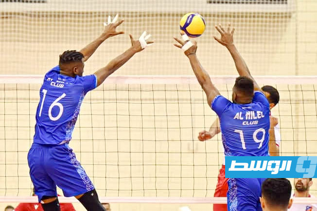 مباراة الهلال والكويت الكويتي بالبطولة العربية للأندية، الجمعة 17 يناير 2025 (صفحة الاتحاد الليبي للكرة الطائرة على فيسبوك)