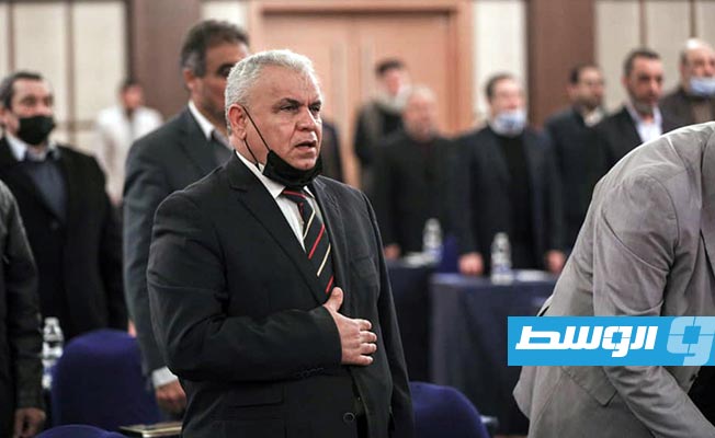 جانب من جلسة مجلس الدولة الثالثة والسبعين، بمقر المجلس في العاصمة طرابلس. الأحد 6 فبراير 2022 (صفحة المجلس على فيسبوك)