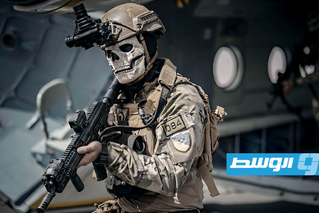 أحد عناصر من «اللواء 106 قوات خاصة» التابع لـ«القيادة العامة» مشاركون في تمرين «فلينتلوك 2026»، 14 أبريل 2026. (شعبة الإعلام الحربي)