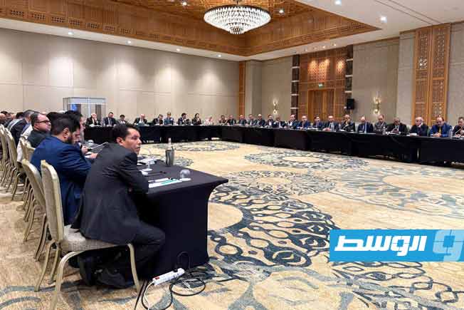 من مباحثات المصرف المركزي مع وفد صندوق النقد الدولي، 14 أبريل 2025. (المصرف المركزي)