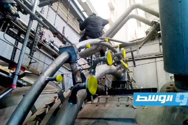 صيانة الوحدة الخامسة بمحطة شمال بنغازي، 30 سبتمبر 2025. (وزارة الكهرباء)