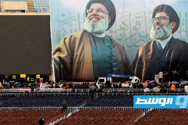 الآلاف من أنصار حزب الله اللبناني خلال مراسم تشييع حسن نصر الله.. 23 فبراير 2025. (الإنترنت)