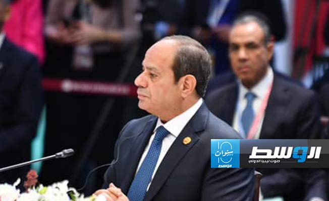 السيسي يتحدث أمام قمة مجموعة «بريكس» في مدينة قازان الروسية، 23 أكتوبر 2024. (الرئاسة المصرية)