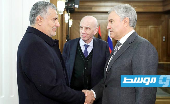 تكالة ورئيس مجلس الدوما فياتشيسلاف فولودين، الخميس 30 نوفمبر 2023. (مجلس الدوما)