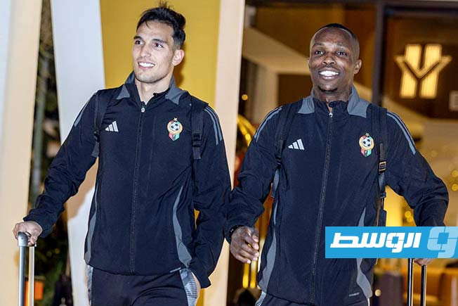 المنتخب الليبي في بداية رحلة المغادرة إلى الكاميرون الأحد 23 مارس 2025 (صفحة المنتخب الليبي على فيسبوك)