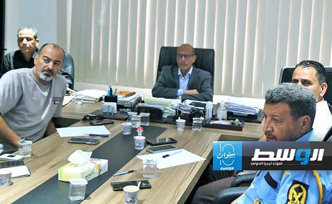 اجتماع بلدية بنغازي مع شركة بريد ليبيا والجهات الأمنية لمناقشة الاستعدادات الخاصة بإطلاق مشروع العنونة البريدية، الأحد 4 أغسطس 2024. (بلدية بنغازي)