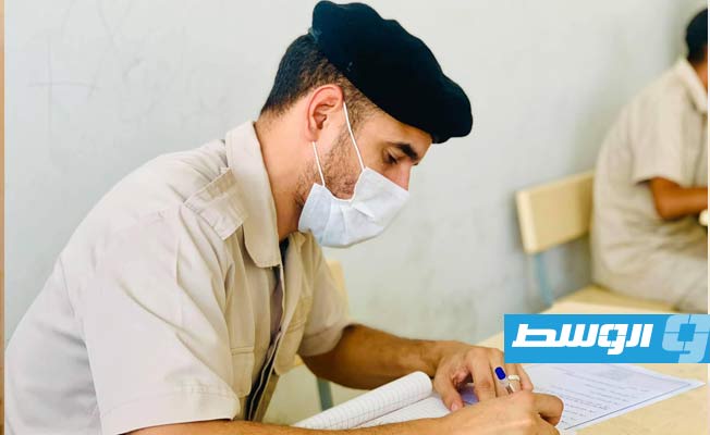 جانب من امتحانات عناصر مديرية أمن أجدابيا للحصول على الترقية، 6 سبتمبر 2021 (مديرية الأمن)