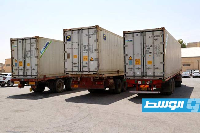 شحنة الأدوية العامة التي وصلت مخازن الإمداد الطبي، الخميس 28 أغسطس 2025. (جهاز الإمداد الطبي)