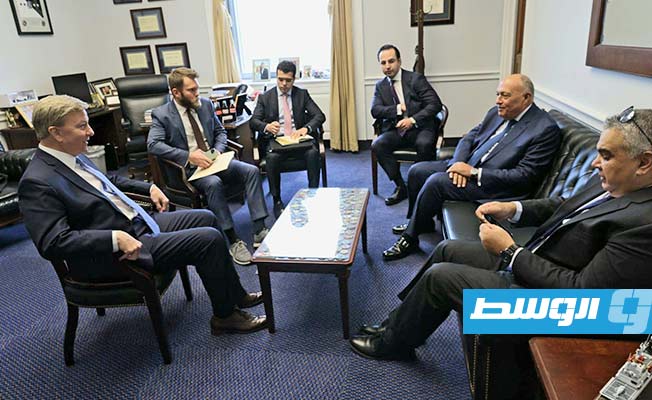 جانب من لقاء وزير الخارجية المصري سامح شكري مع أحد قيادات مجلس النواب الأميركي، الأربعاء 6 ديسمبر 2023 (الخارجية المصرية)