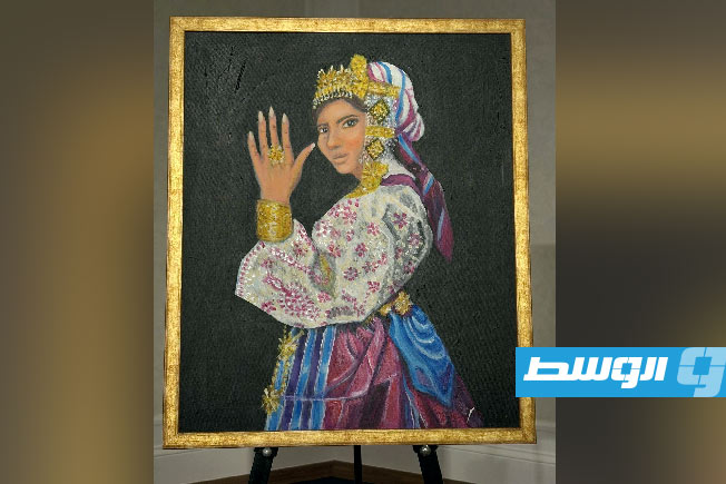 لوحة الفنانة الليبية ايمان الفزاني المشاركة في المعرض (فيسبوك)