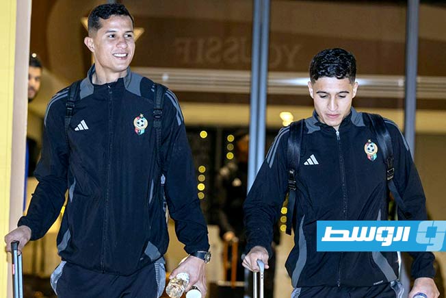 المنتخب الليبي في بداية رحلة المغادرة إلى الكاميرون الأحد 23 مارس 2025 (صفحة المنتخب الليبي على فيسبوك)